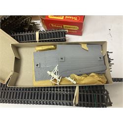 Hornby/Tri-Ang ‘00’ gauge - large quantity of track and accessories to include boxed Operating Turntable Set, boxed level crossings, left and right hand points, signal gantry, buffer stop etc, in two boxes 