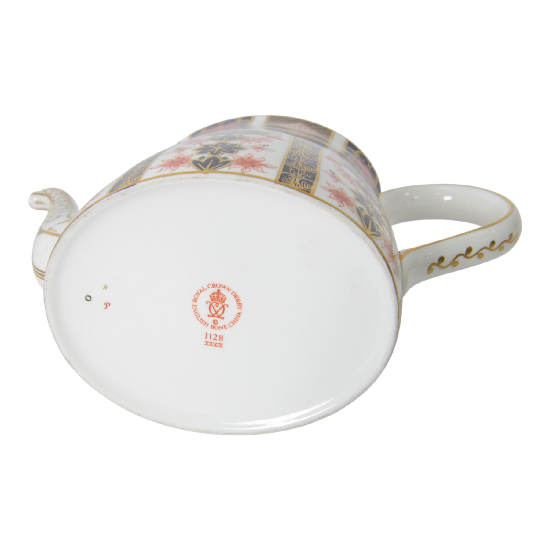 Royal Crown Derby tea set, comprising teapot, milk jug and open sucrier, teapot H20cm 