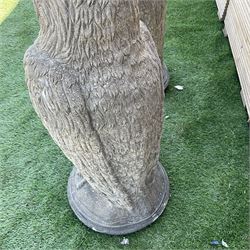 Pair of cast stone garden owls, D30, H70 - THIS LOT IS TO BE COLLECTED BY APPOINTMENT FROM DUGGLEBY STORAGE, GREAT HILL, EASTFIELD, SCARBOROUGH, YO11 3TX