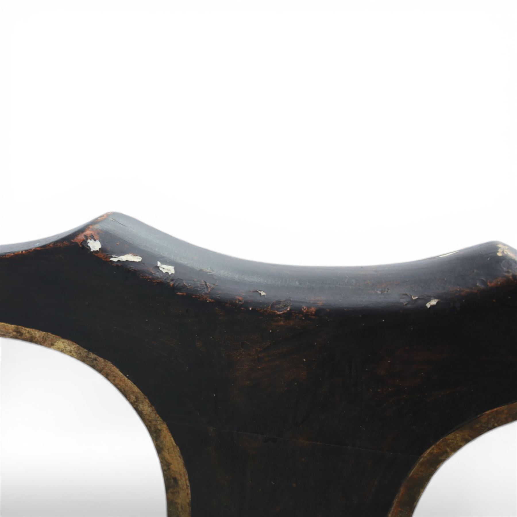 Pair of ebonised and parcel-gilt Queen Anne design side chairs