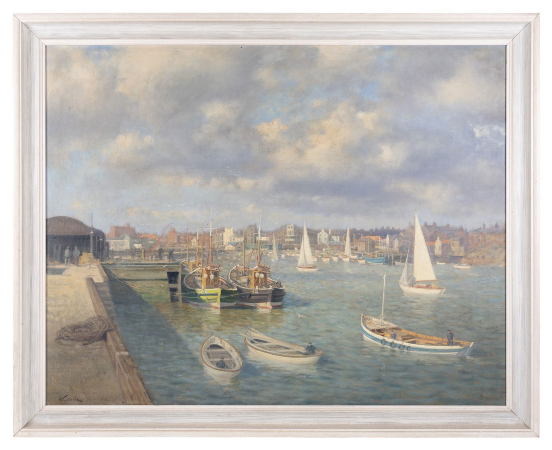 Walter Goodin (British 1907-1992): Fishing Boats in Bridlington Harbour, oil on board signed 72cm x 92cm
