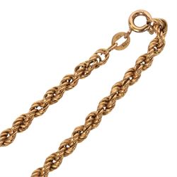 9ct gold rope twist chain necklace, hallmarked