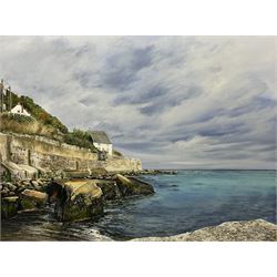 Gemma Watson (British Contemporary): Lady Palmer's Cottage Runswick Bay, acrylic on canvas signed, titled with artist's Studio Card verso 66cm x 101cm 