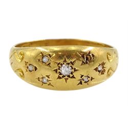 Victorian 18ct gold rubover set diamond ring