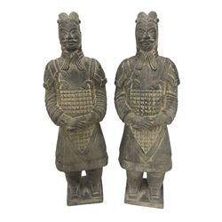 Pair of terracotta warriors, modelled as generals, H38cm
