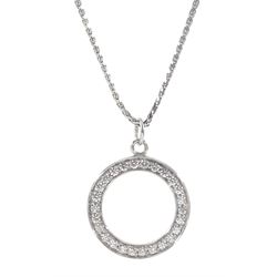 18ct white gold diamond pendant necklace, stamped 750
