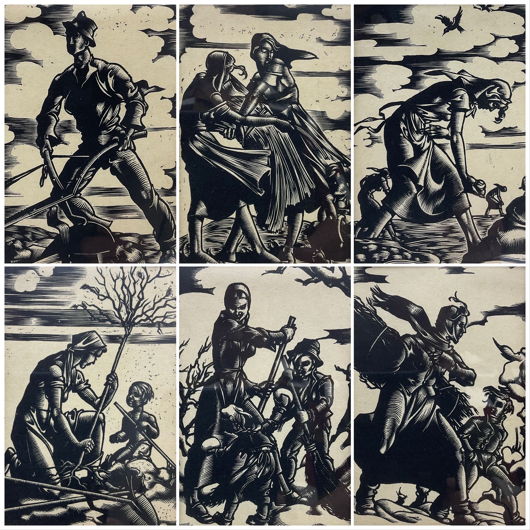Hedwig Zum Tobel (ZumTobel) (Austrian 1912-1985): Fairy-tale Illustrations, fifteen woodblock prints framed as four pictures unsigned each 14cm x 10cm (4)