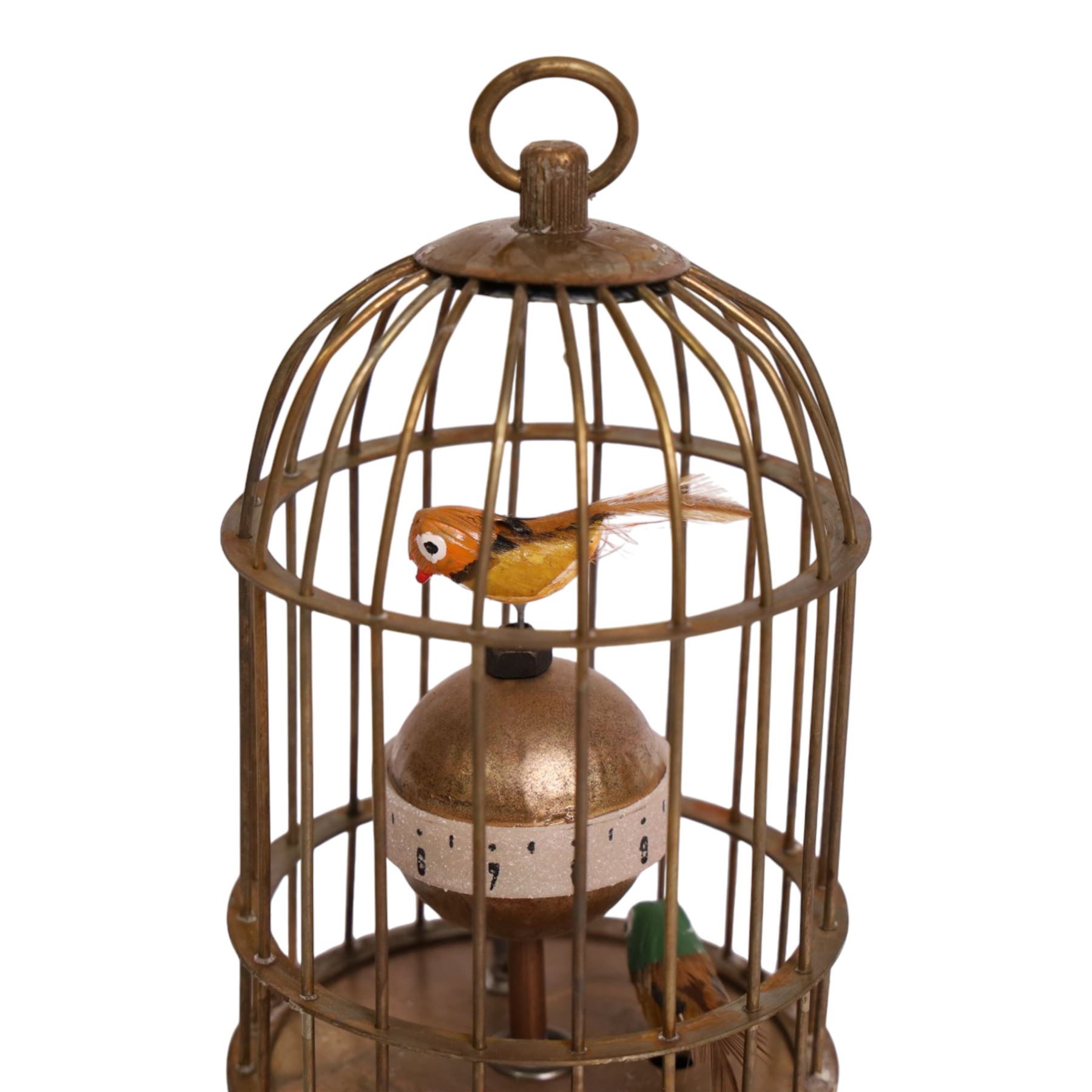 Modern bird cage automaton clock, with clockwork movement, H19cm