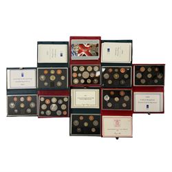 Eight The Royal Mint United Kingdom proof coin collections, dated 1987, 1988, two 1990, 1994, 1995, 2006 and 2007, all cased with certificates