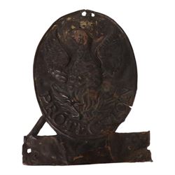 Eight 19th century tin fire insurance marks, comprising Phoenix Assurance Company Limited, Royal Insurance Company, Protector Fire Insurance Company, London Assurance Incorporated, County Fire Office, and District, Royal example H31cm