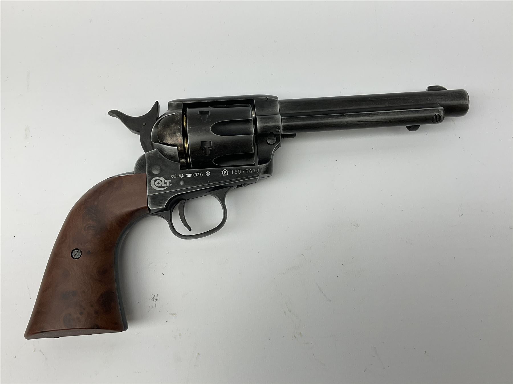 Umarex Colt SAA (single action army) .45 CO2 BB airgun in full metal, serial no.15D75870, L30.5cm, boxed with instructions