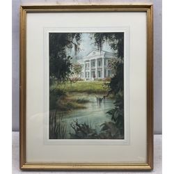 William Unger Stracener (Baton Rouge - Louisiana USA 1928-2016): American Country House, watercolour signed 35cm x 24cm