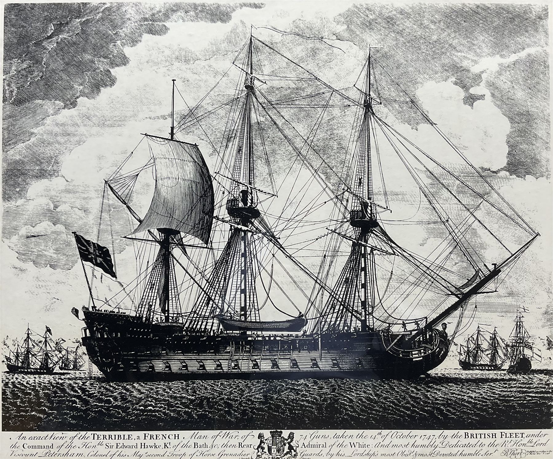 After John Boydell (British 1720-1804): HMS Terrible, 20th century reproduction engraving 50cm x 61cm
