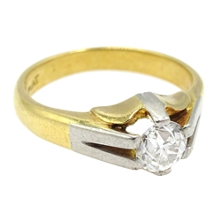 Gold gentleman's single stone diamond ring, stamped 18ct Plat, diamond approx 0.60 carat 