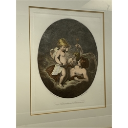 F Bartolozzi after Joshua Reynolds: 'Venus Chiding Cupid for Casting Accounts', 20th century coloured engraving  pub. Thomas Ross collection 38cm x 30cm