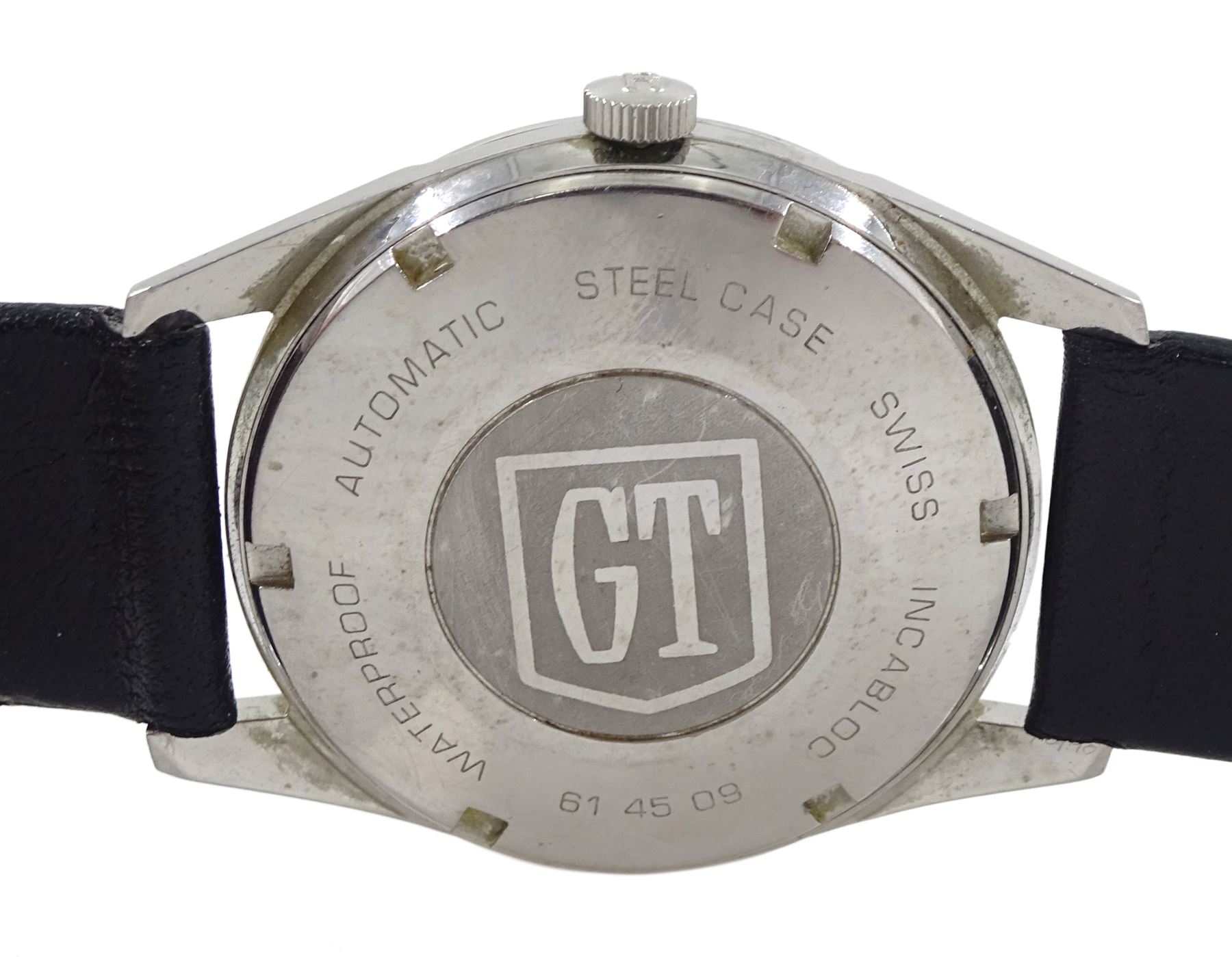 Rotary GT gentleman's stainless steel automatic wristwatch, 21 jewel movement, brown/grey dial with ate aperture and a RW Roamer gentleman's stainless steel manual wind wristwatch, 17 jewel movement and silvered dial, both on leather straps 