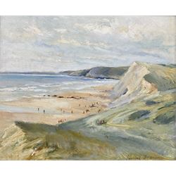 Pauline Brown (British 1926-): South Coast Landscape, oil on board signed 25cm x 30cm