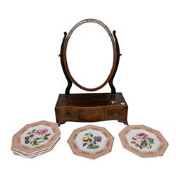 Edwardian mahogany dressing table mirror with drawers, together with six Spode collectors plates