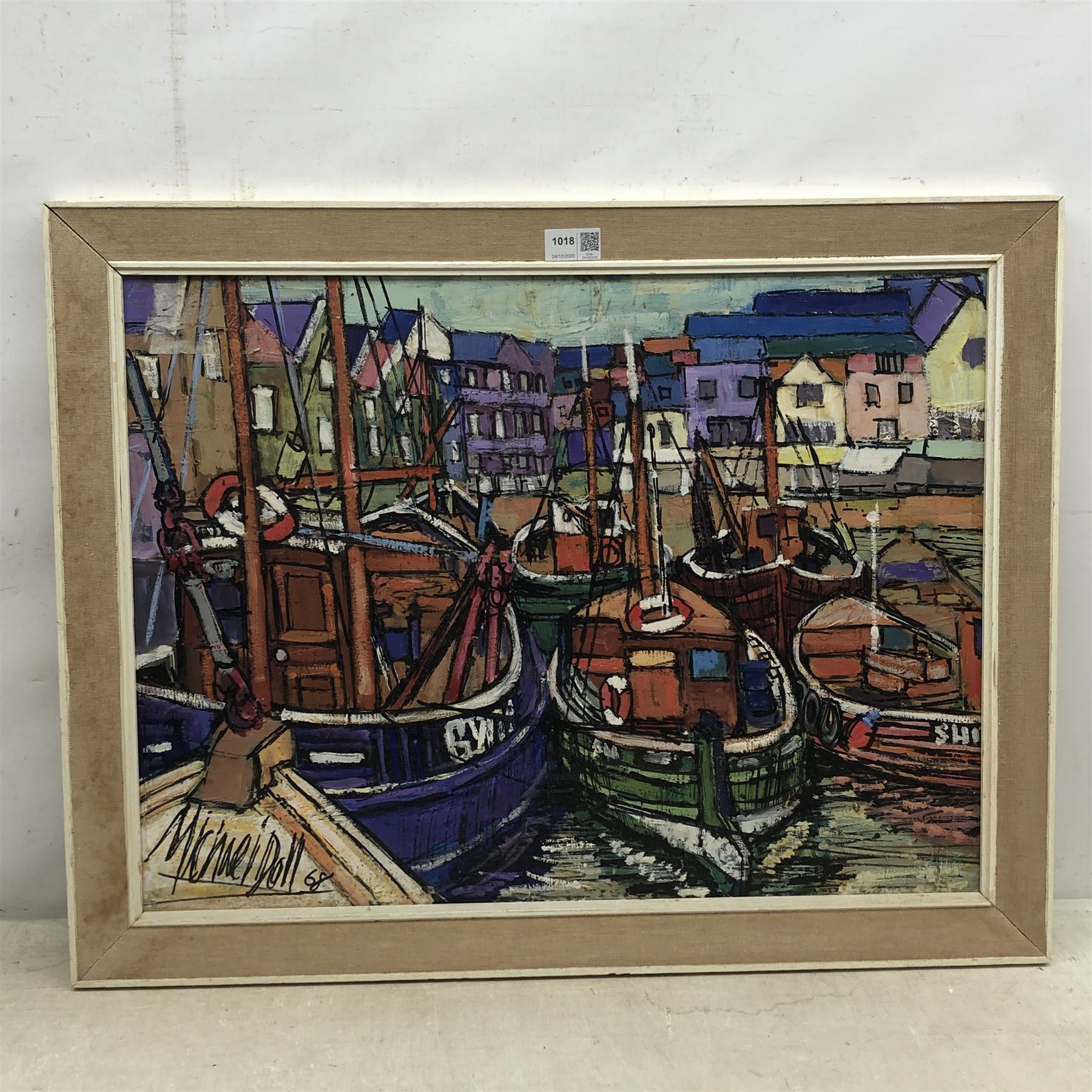 Michael Doll (20th Century): Fishing Boats in Scarborough Harbour, oil on board signed and dated '68, 44cm x 59cm