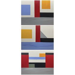 Iain Morris (British Contemporary) after Piet Mondrian (Dutch 1872-1944): Abstracts, triptych acrylics on canvas, signed and dated '15 - '17 verso 102cm x 76cm (3)
