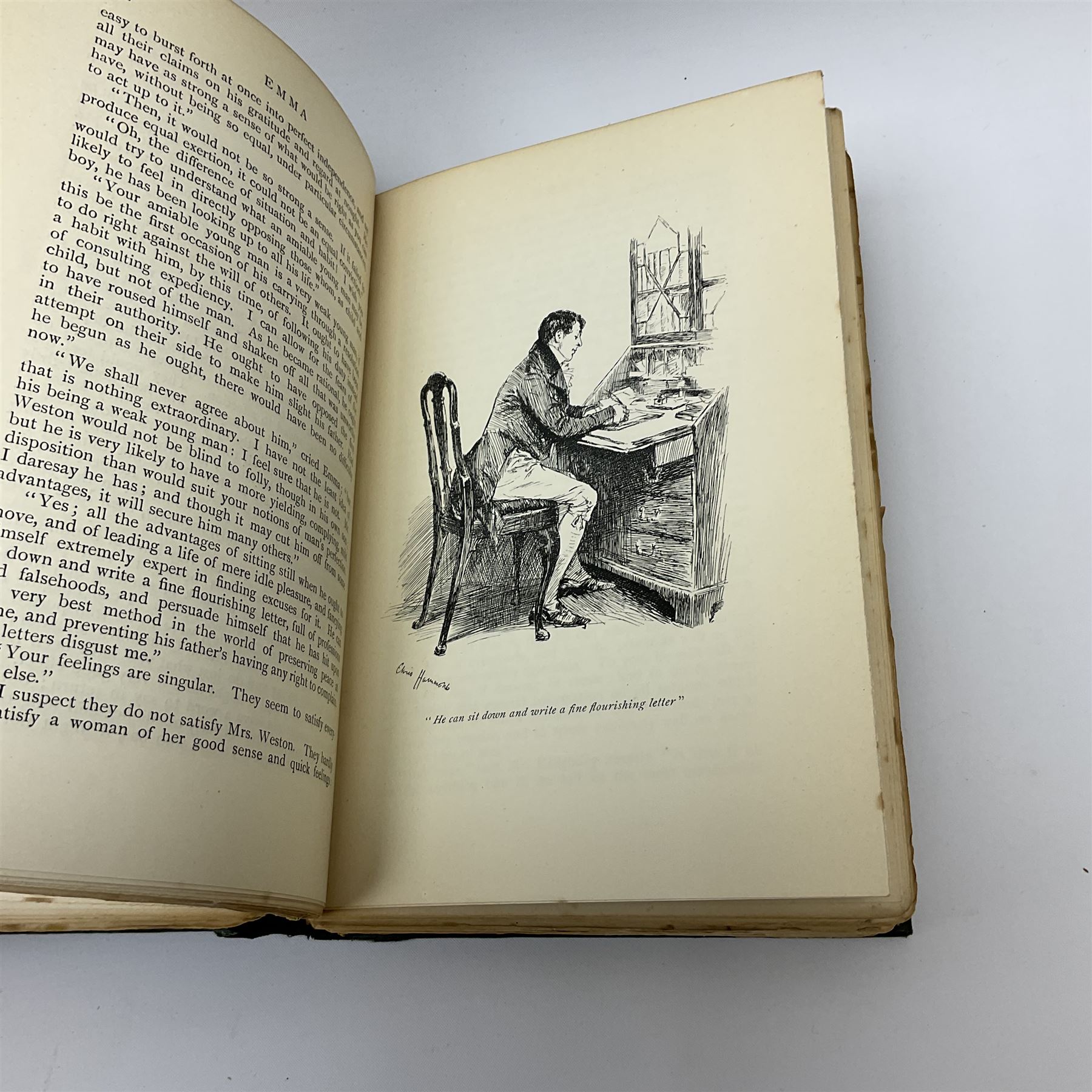 Emma by Jane Austen, book printed by Ballantyne, Hanson & Co, with an introduction by Joseph Jacobs and illustrations by Chris Hammond, dated '1898'