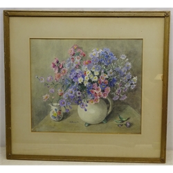  M Stewart (20th century): Still Life of Flowers, watercolour signed 35cm x 42cm  