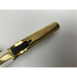 SECTION 1 FIRE-ARMS CERTIFICATE REQUIRED - Spanish Ardesa percussion vest pocket Derringer pistol, .31 cal. black powder; single shot; 6cm barrel; all brass body with white grips; no.14-13-013682-10 with Spanish certificate dated 2010 and box of one hundred balls