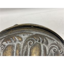 Heavy Victorian counter weight for oil lamp chandelier pulley, cast with foliate decoration, L26cm, approx 12kg