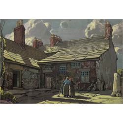 Harry Epworth Allen (Northern British 1894-1958): 'Jordanthorpe Farm - Sir Frances Chantrey's Birthplace', gouache and pastel signed, titled with artist's address label verso 35cm x 50cm