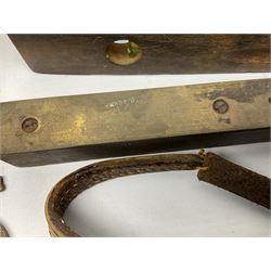 Framed picture of gentleman in military dress, 'killed in action in France' May 3rd 1915, two antique spirit levels, coins in a leather case and other collectables