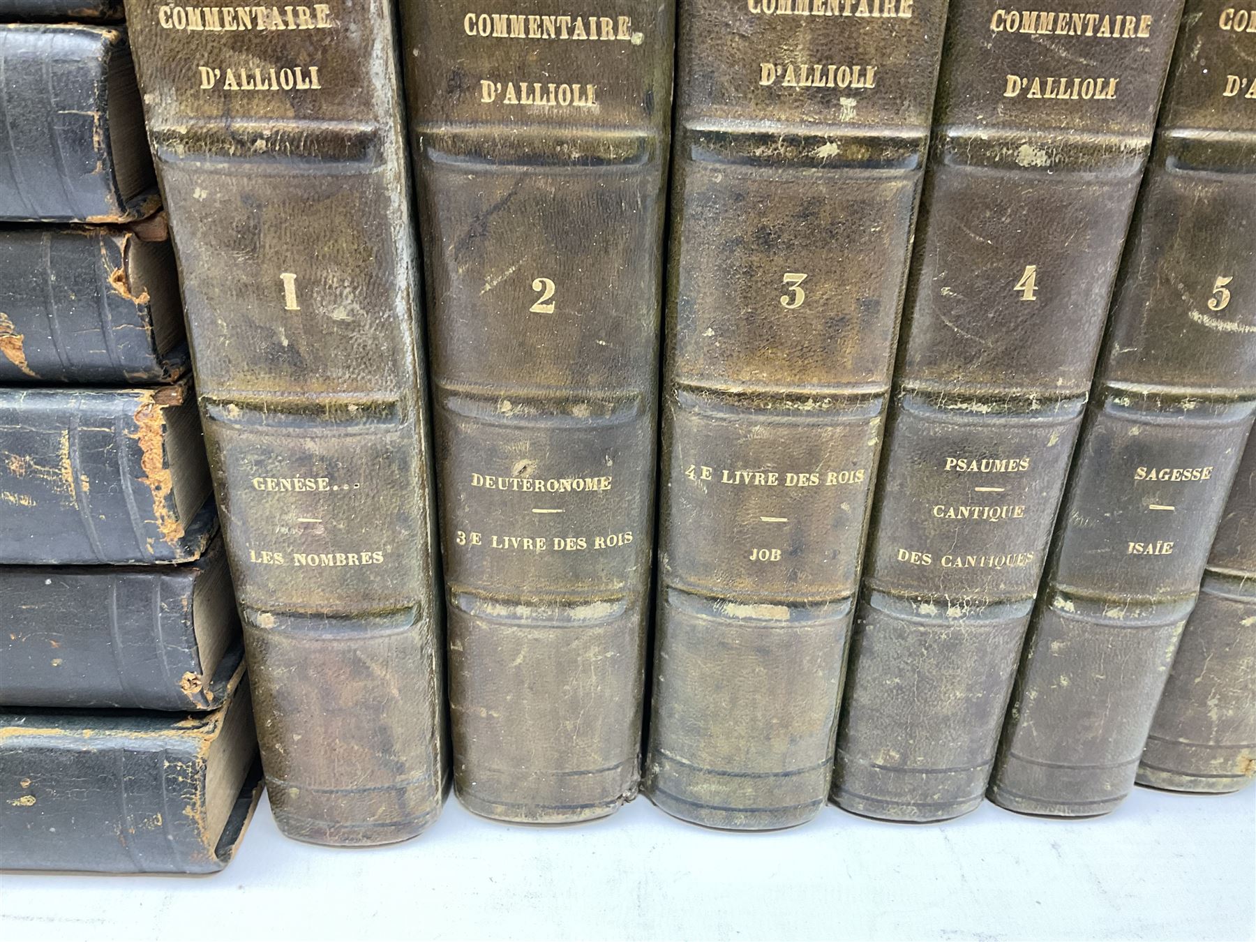 Histoire De Saint Bernard Et De Son Siecle par Le R.P. Marie-Theodore Ratisbonne. 1864 Paris. Two volumes; Nouveau Commentaire Litteral, Critique Et Theologique. 1854 Paris. Nine volumes; and Oeuvres De M. Audin. 1845/7 Paris. Eight volumes. All with leather bindings (19)