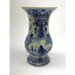  A Cloisonne and mother of pearl vase, of baluster form decorated with cherry blossom, character mark to base, H30.5cm, together with a English porcelain bowl hand painted with pink flowers, a Booths blue and white silicone china bowl,a small Delft blue and white vase.   