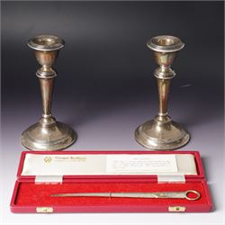 Pair of Edwardian silver candlesticks H16cm Chester 1908 Maker S Blanckensee & Son Ltd and...