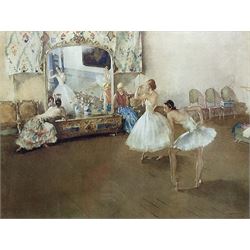 Sir William Russell Flint (Scottish 1880-1969): 'Mirror of the Ballet', limited edition colour lithograph signed in pencil with blindstamp pub.1942, 36cm x 48cm