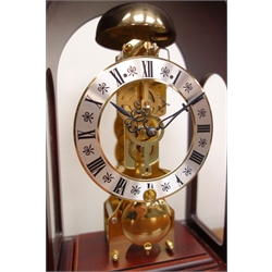  20th century brass bracket type clock, with silvered Roman chapter the single train movement striking the hours on a bell, stamped 85 Hermle West Germany 791-081, H30cm  