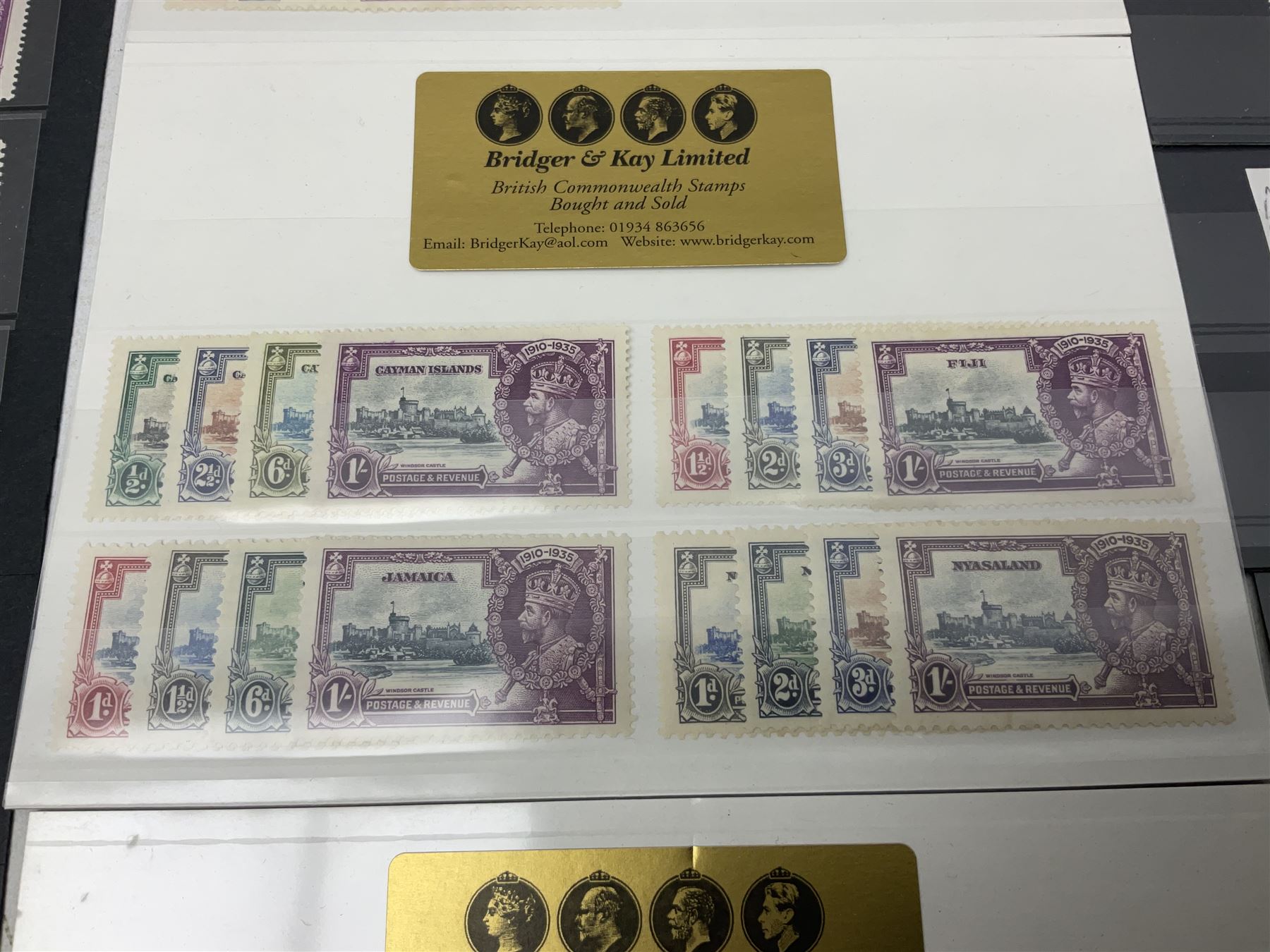 King George V 1910-1935 Silver Jubilee stamps, including Antigua, Basutoland, Cayman Islands, Fiji, Nyasaland, Jamaica, St Helena, Seychelles, Swaziland, St Lucia, British Guiana etc, housed on pages and stockcards 