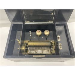Swiss - Three 19th-century cylinder music boxes suitable for spares or repair.