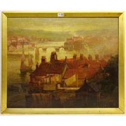 Julian Edward Drummond (British 1866-1911): Whitby Rooftops and Harbour, oil on canvas signed and dated 1903, 61cm x 75cm
