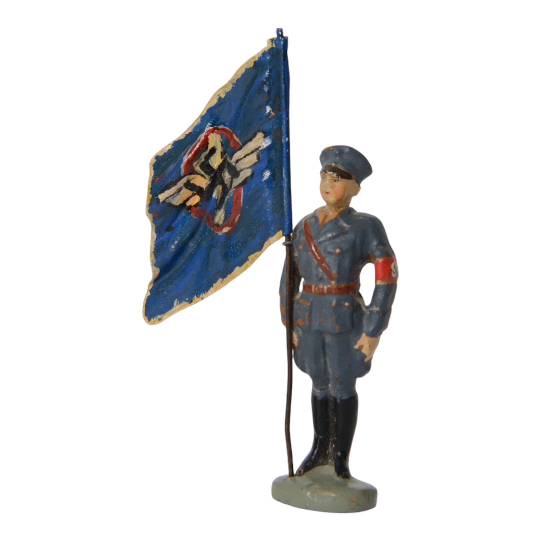 Elastolin DLV Standard Bearer together with DLV officer marching and Allgemeine SS man in greatcoat
