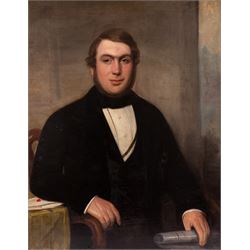 English School (19th Century): Portrait of a Merchant, oil on canvas in in gilt frame unsi...