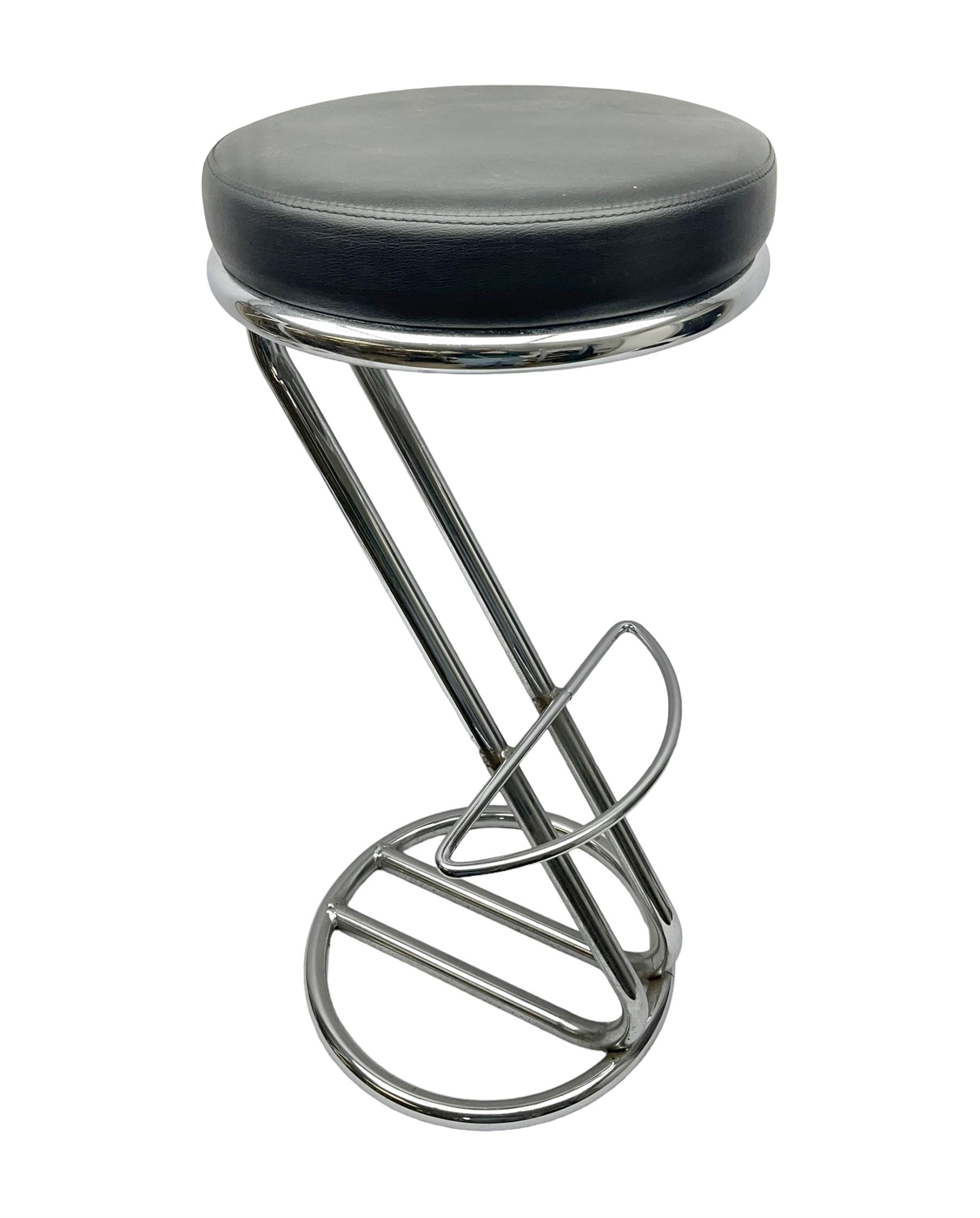 Metal bar stool with padded seat, H80cm 