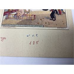 Six original Liebig watercolour illustrations: 'Theatre des Singes'