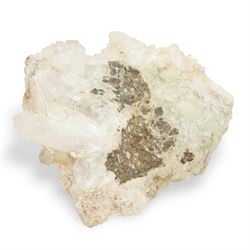 Two amethyst geode clusters, with white and purple crystalline formations, purple formation W18cm (2)