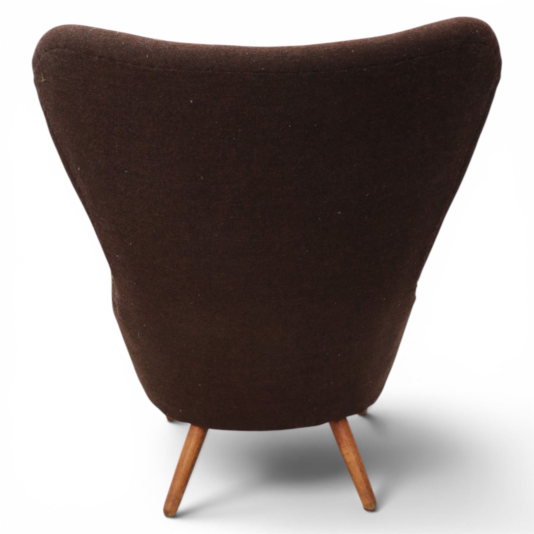 Ernest Race (British 1913-1964) - mid-20th century DA1 high-back wingback armchair upholstered in deep purple fabric