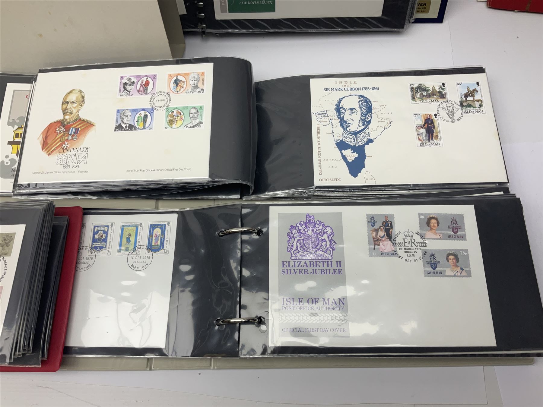 Stamps including Great British and Channel Islands first day covers, with various postmarks and genres, reference material etc, housed in various folders and loose, in one box
