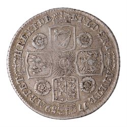 George II 1739 silver one shilling coin, roses in angles to reverse