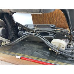 Mahogany cased electric Singer sewing machine, not tested 