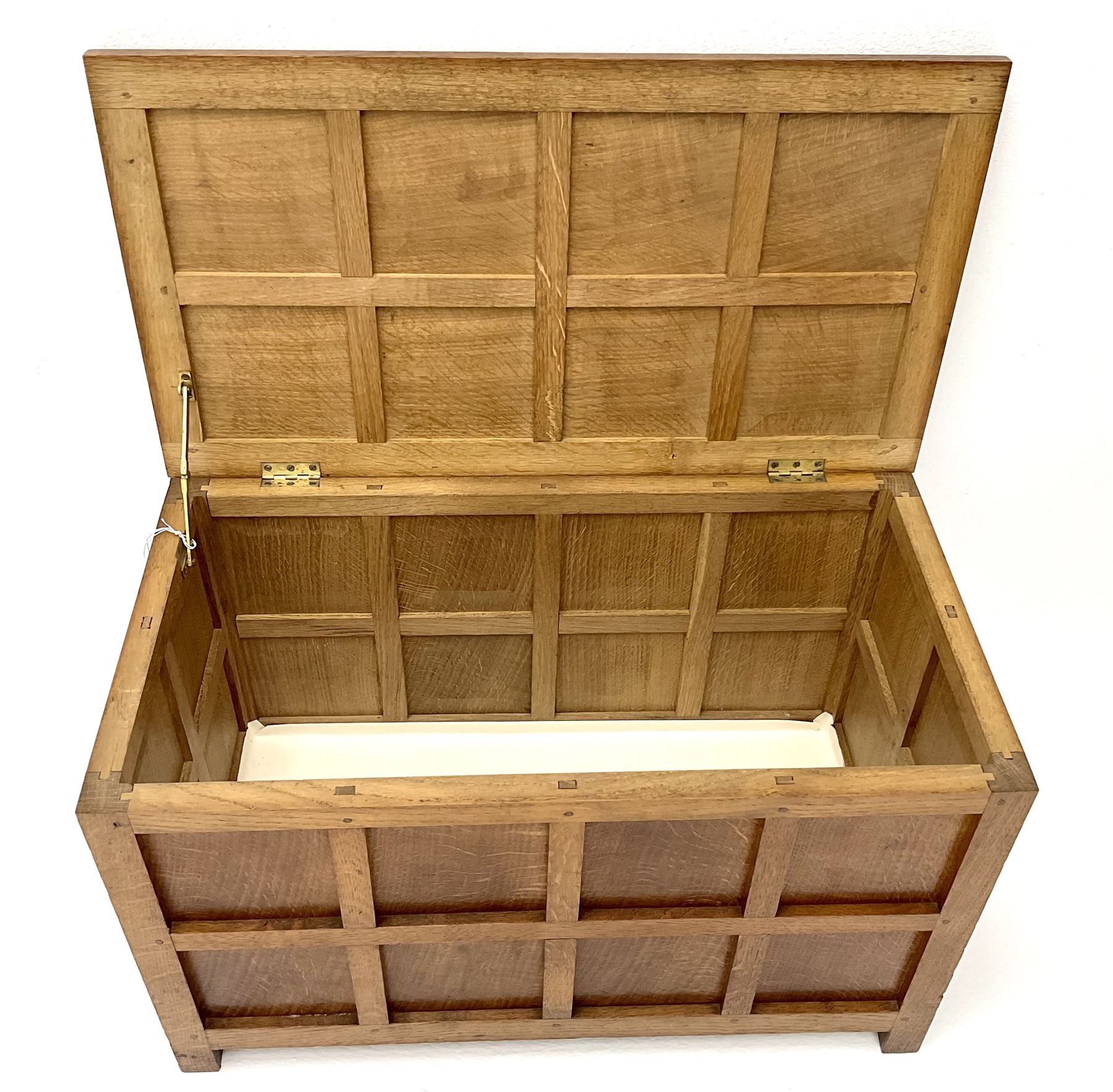 Yorkshire Oak panelled oak chest with hinged lid The Furnishings
