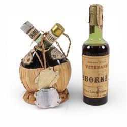 Two bottles Melini in a wooden basket together with Osborne Veterano, various contents and proof 