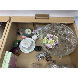 Caithness glass paperweight, together with other glassware, Zampiva figures and other collectables, in three boxes 